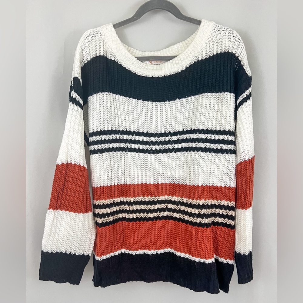 Cozy fall sweater, Black, Rust, White